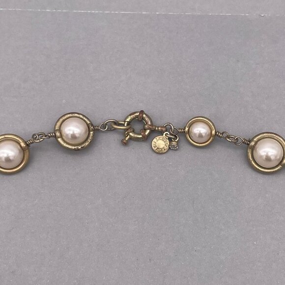 J. Crew Pearl Rhinestone Station Necklace Gold Tone 28 Inches - Picture 5 of 5